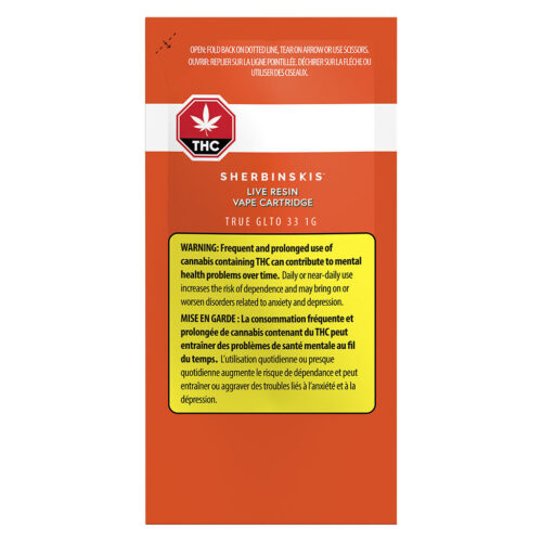 Sherbinskis - True GLTO 33 Live Resin 510 Thread Cartridge - 1g