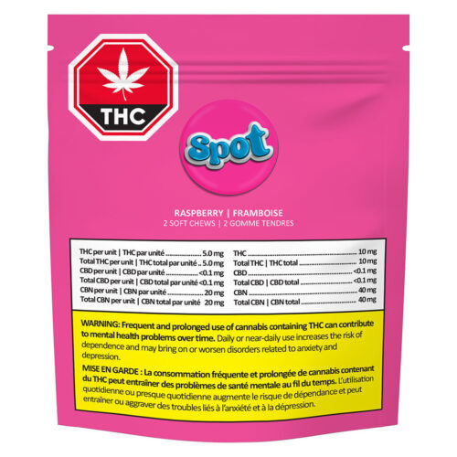 Spot - Raspberry 4:1 CBN:THC Soft Chews - 2 Pack