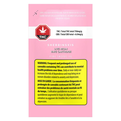 Sherbinskis - Pink Sherbs Live Resin 510 Thread Cartridge - 1g