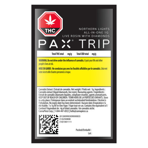 PAX - Trip Northern Lights - Live Rosin with Diamonds Disposable Vape - 1g