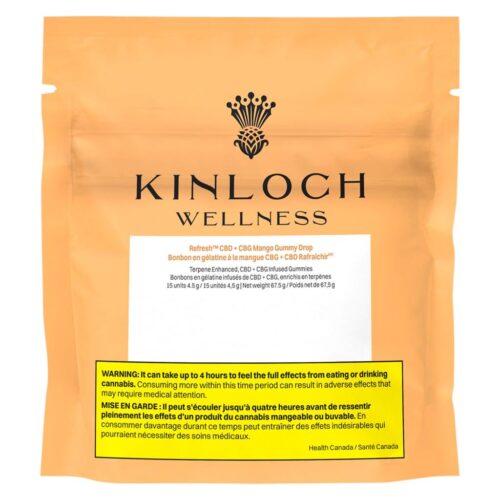 Kinloch Wellness - Refresh- CBG + CBD Mango Gummy Drops - 15 Pack
