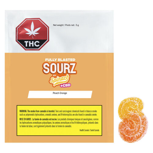 SOURZ by Spinach - Fully Blasted Peach Orange 1:1 THC CBD Gummy - 1 Pack