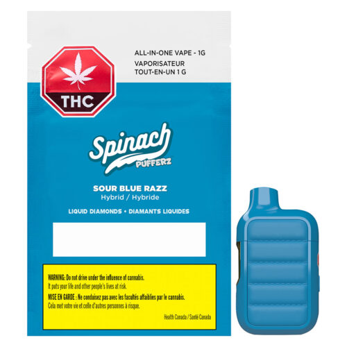 Spinach - Pufferz Sour Blue Razz Liquid Diamonds Disposable Vape - 1g