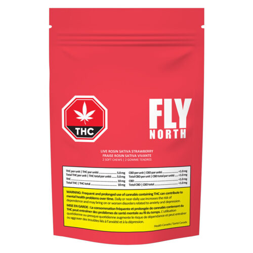 FLY NORTH - Live Rosin Sativa Strawberry Soft Chews - 2 Pack