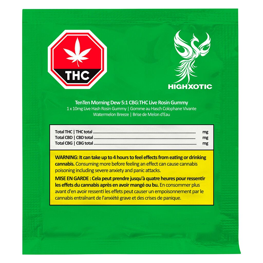 HighXotic - TenTen Morning Dew 5:1 CBG:THC Live Rosin Gummy - 1 Pack